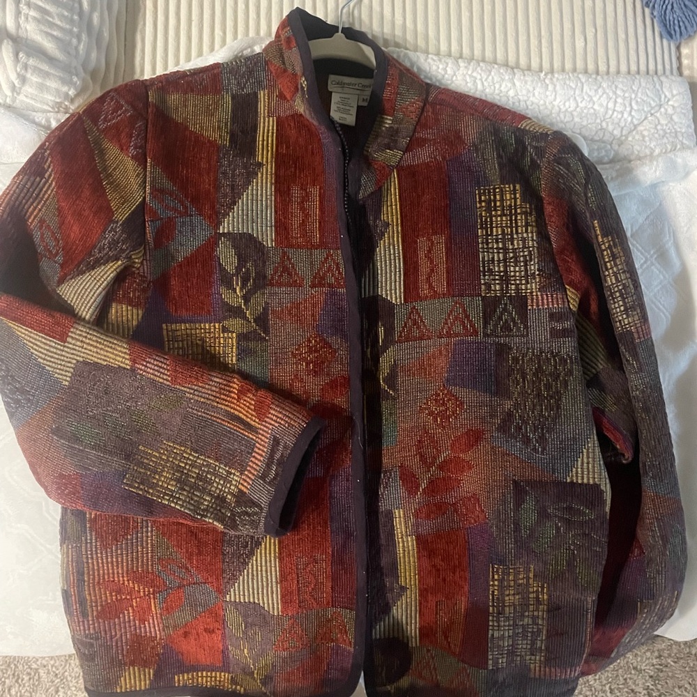 Coldwater Creek Red and Gold Patterned Jacket
